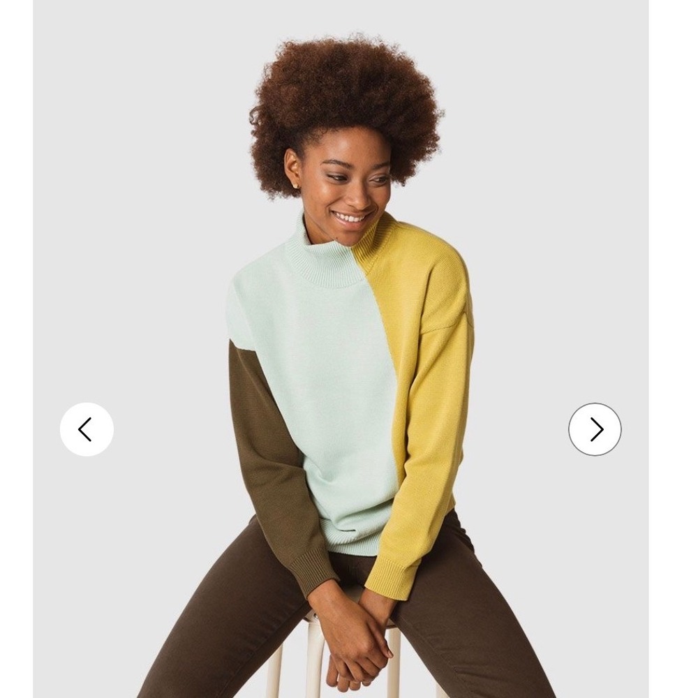 SKFK‎ Gaxi Colorblock Turtleneck Sweater Organic Cotton Multi Colored Size US 6